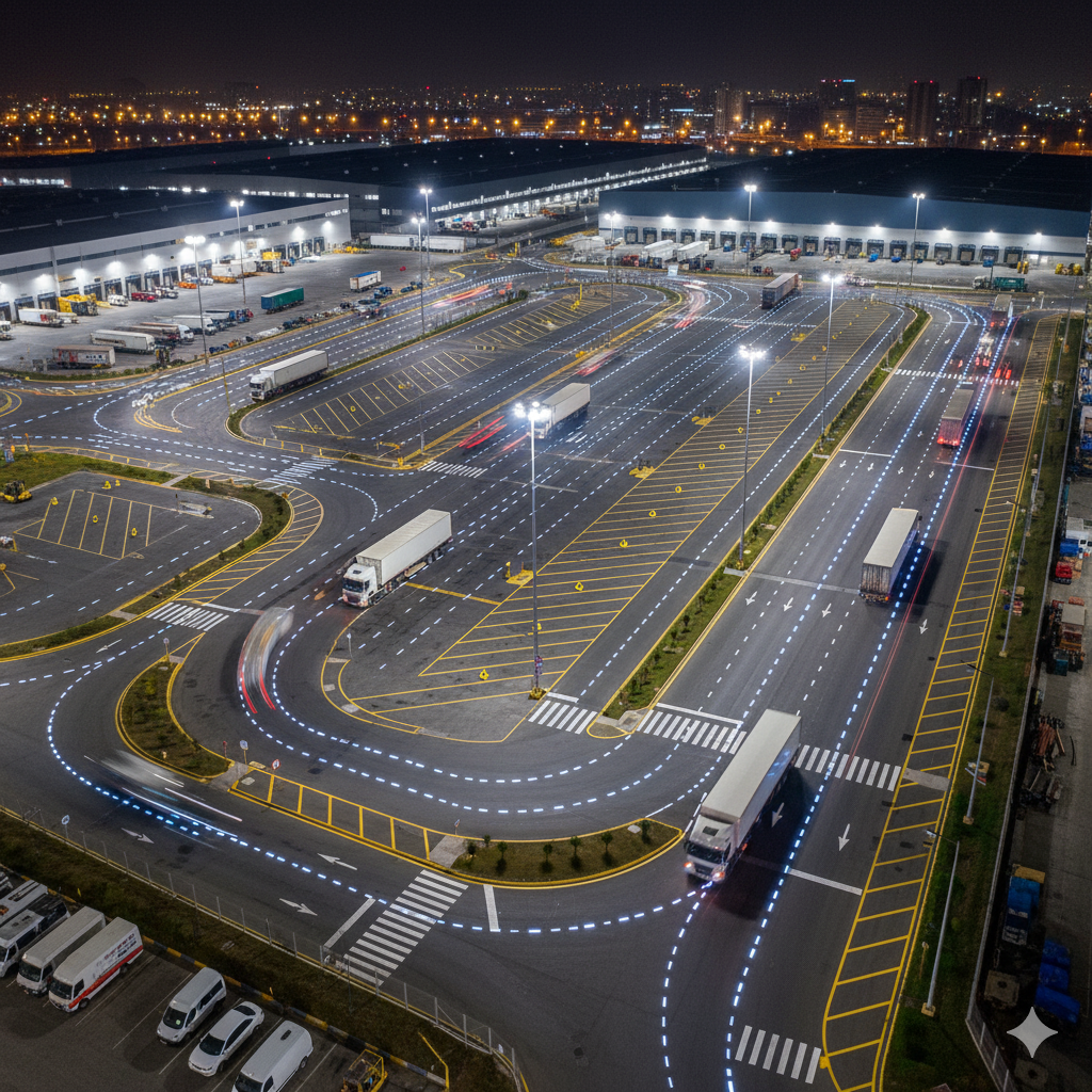 Accidentes Cero: La Estrategia de Señalización que Protege tu Logística y a tu Personal 1 tachas en parques industriales logistica ccimasenalizaciones peru
