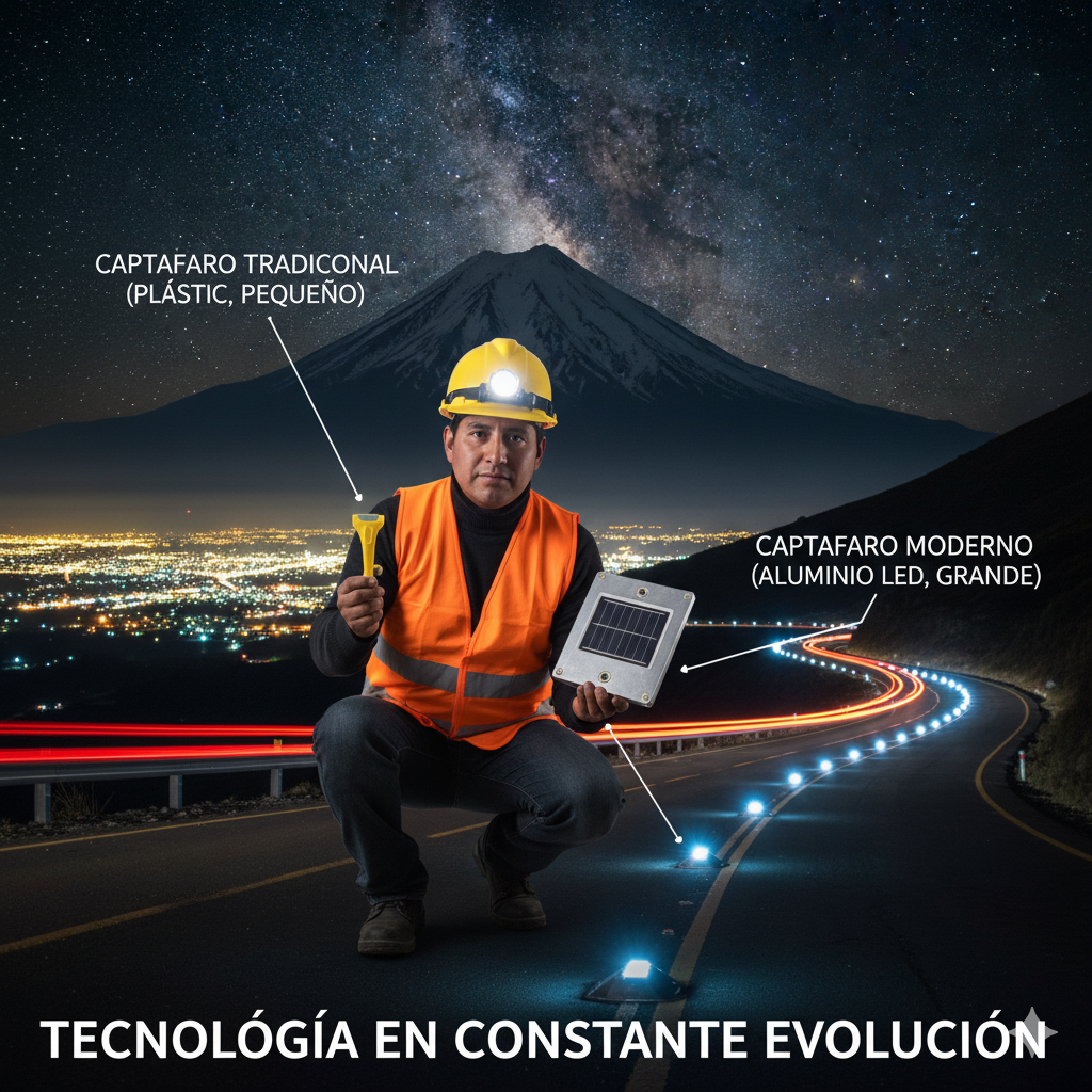 No es solo un Reflector: Conoce el Captafaron, el Marcador Vial Inteligente que Transforma la Noche en las Vías Peruanas. 1 captafaron diferencias sistemas viales ccimasenalizaciones peru