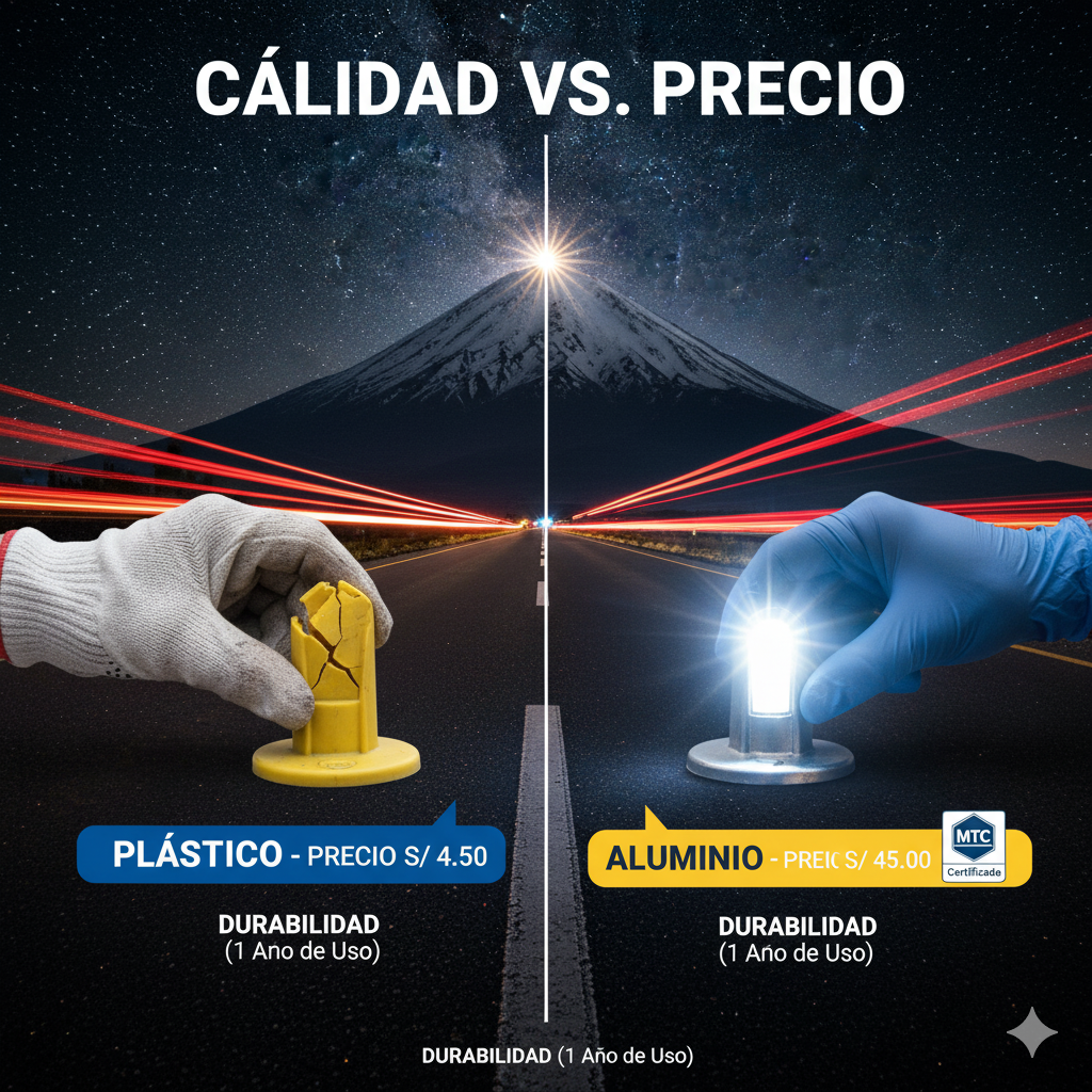 ¿Cuánto Cuesta la Seguridad Vial? Desglose del Precio de Tachas Reflectivas MTC en Perú. 1 tachas reflectivas peru precio costos ccimasenalizaciones peru