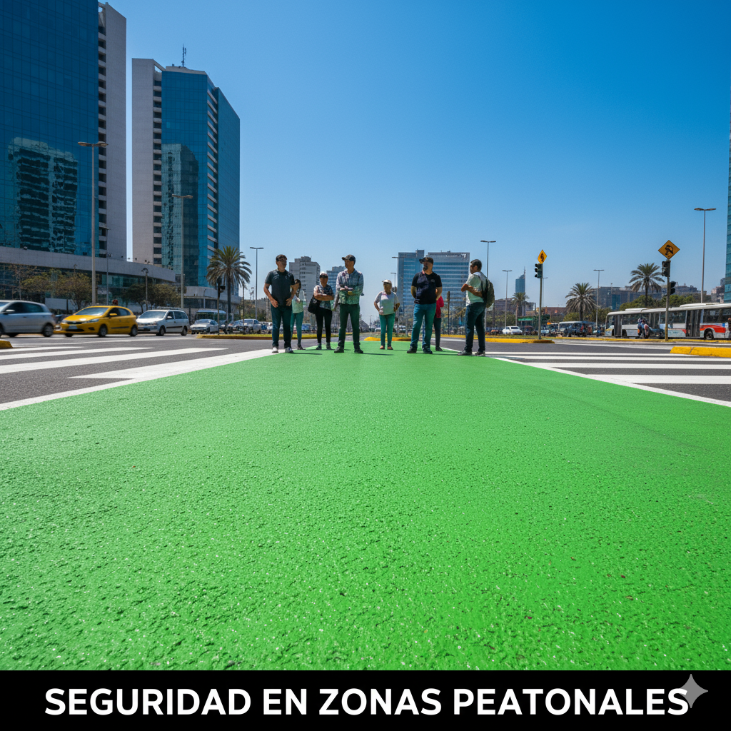El Color de la Seguridad Urbana: Por qué la Pintura Alto Tráfico Verde es LÍDER para Zonas Peatonales y la FELICIDAD del Ciclista. 1 pintura alto trafico verde seguridad ccimasenalizaciones peru