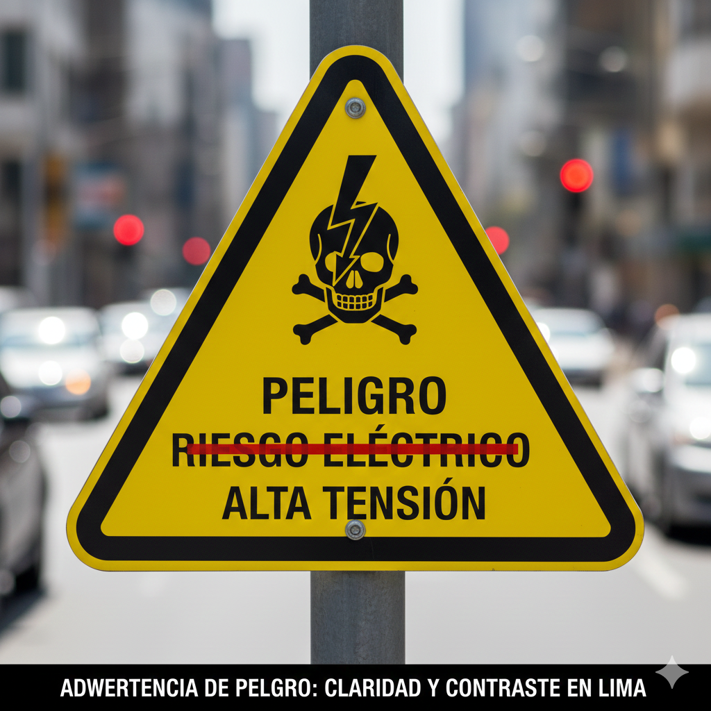 Cartel de alerta de peligro de radiación solar extrema en Arequipa