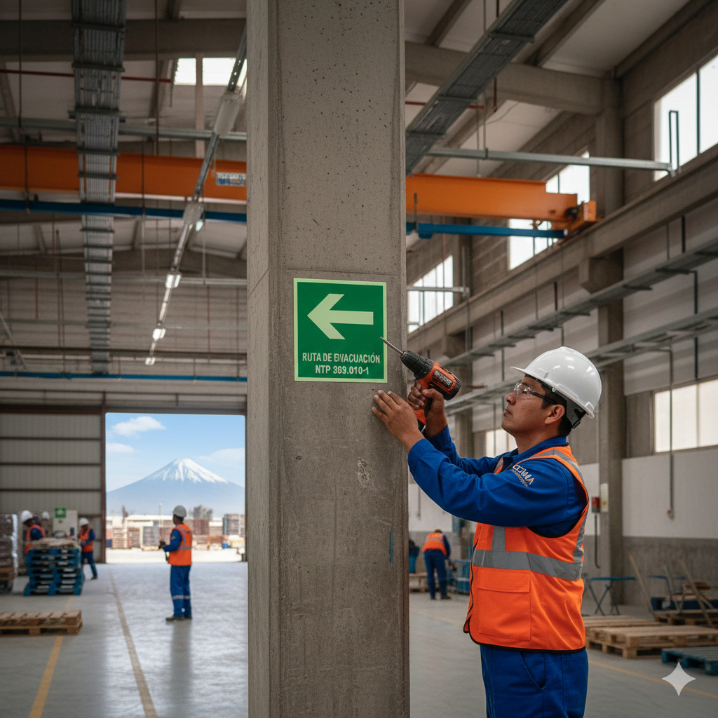 ¿Tus señales apuntan a la salida o al peligro? Guía técnica sobre la orientación de flechas de evacuación. 1 flechas de evacuacion orientacion ccimasenalizaciones peru