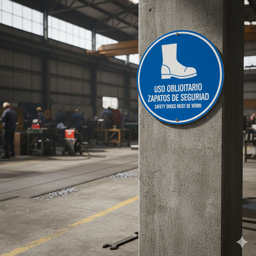 De la Chispa al Coche: La Guía Definitiva para Dar Seguridad a tu Espacio de Trabajo. 1 senales de obligacion en un taller ccimasenalizaciones peru