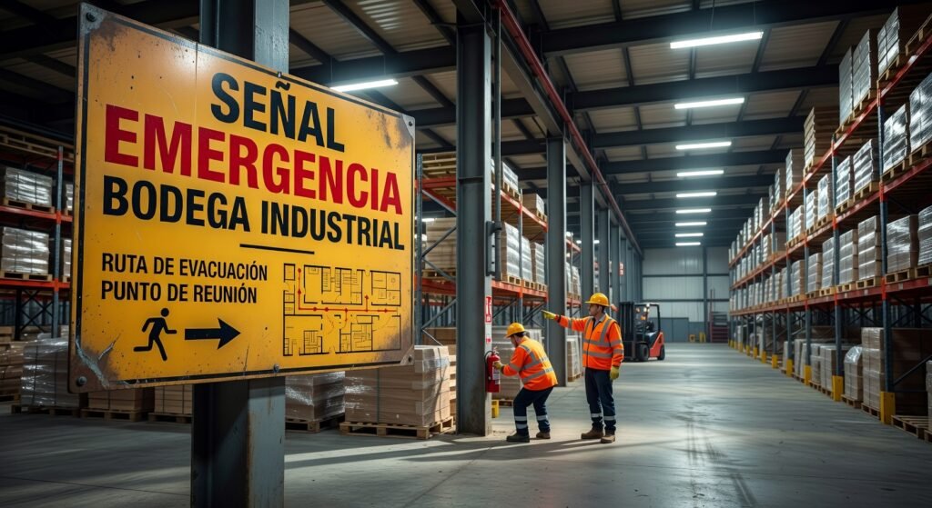 Señales de emergencia en bodegas industriales: Guía de Cumplimiento 2026 1 senales emergencia bodegas industriales Imprescindibles 2026