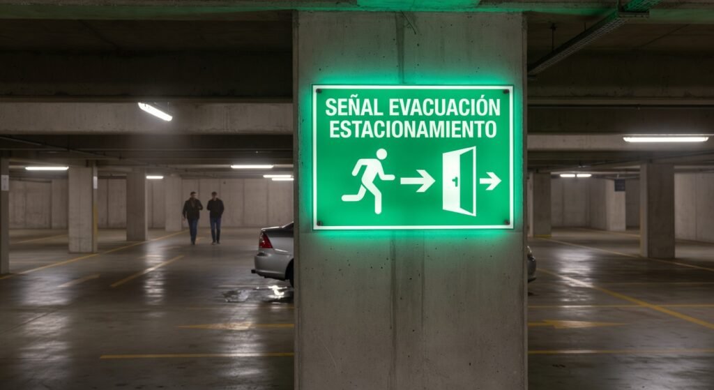 Señalización de evacuación en estacionamientos: Guía Técnica 2026 1 senalizacion evacuacion estacionamientos Imprescindible 2026