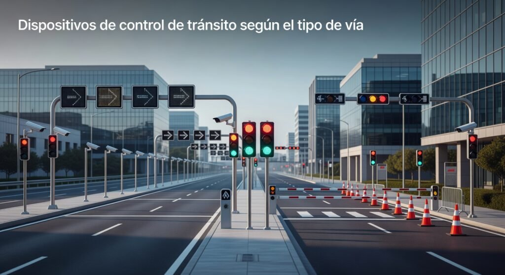 Dispositivos de control de tránsito según el tipo de vía