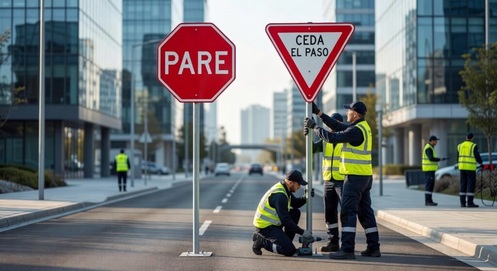 Instalación de señales PARE y CEDA EL PASO