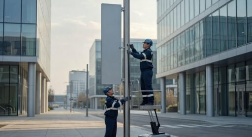 Instalación de señales verticales en zonas urbanas