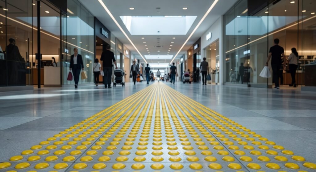 Pisos podotáctiles en centros comerciales de alta afluencia