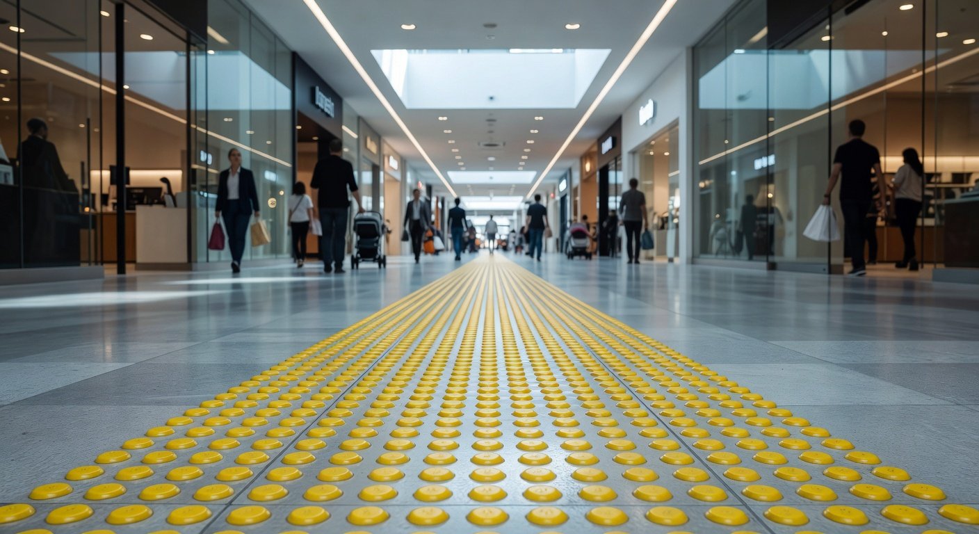 Pisos podotáctiles en centros comerciales de alta afluencia