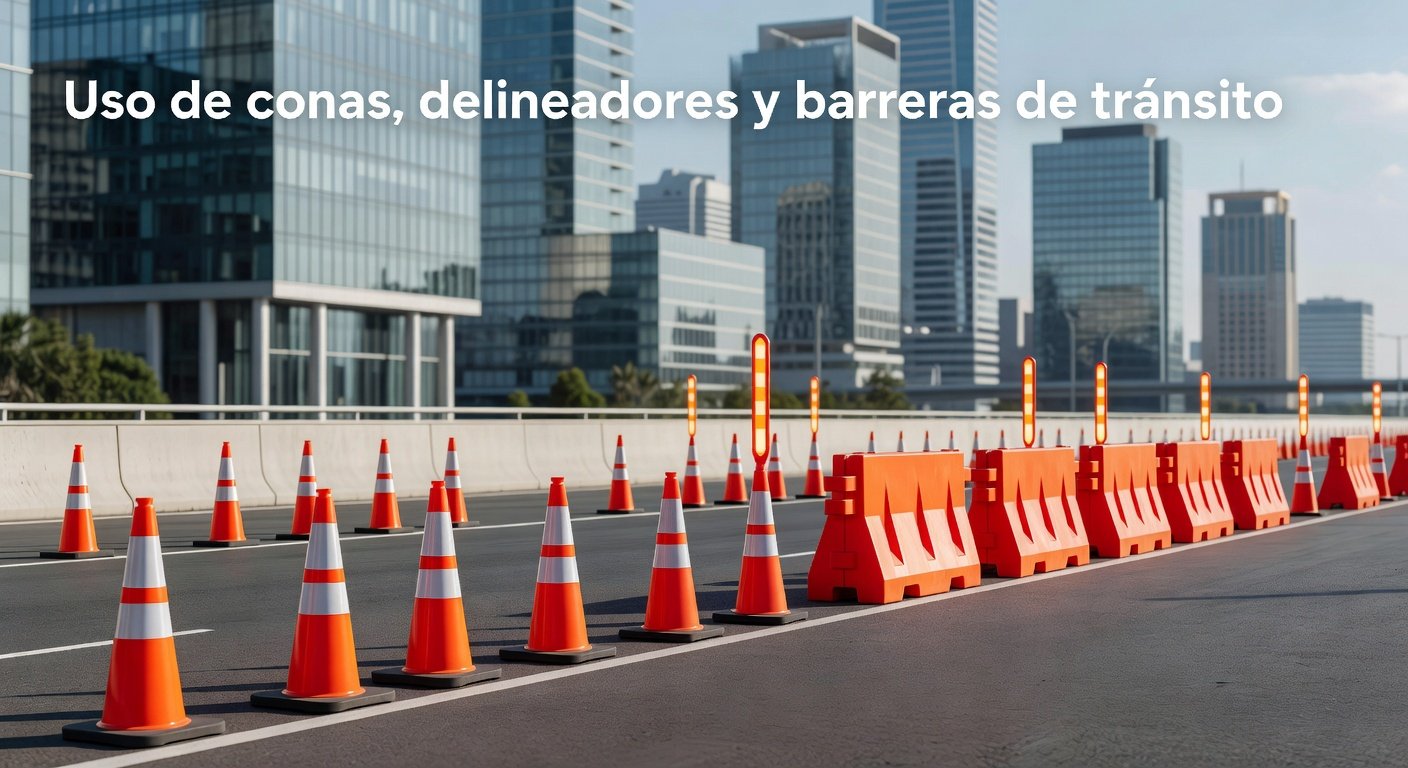 Uso de conos, delineadores y barreras de tránsito: Imagen principal