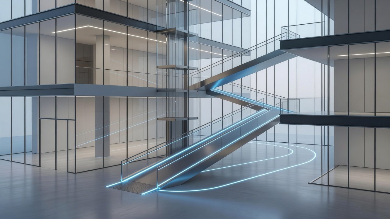 Concepto de ruta accesible en edificaciones modernas: Concepto visual