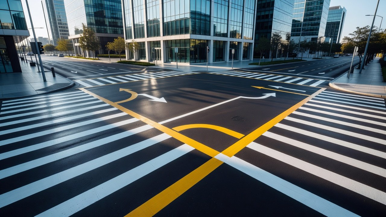 Demarcación vial en intersecciones
