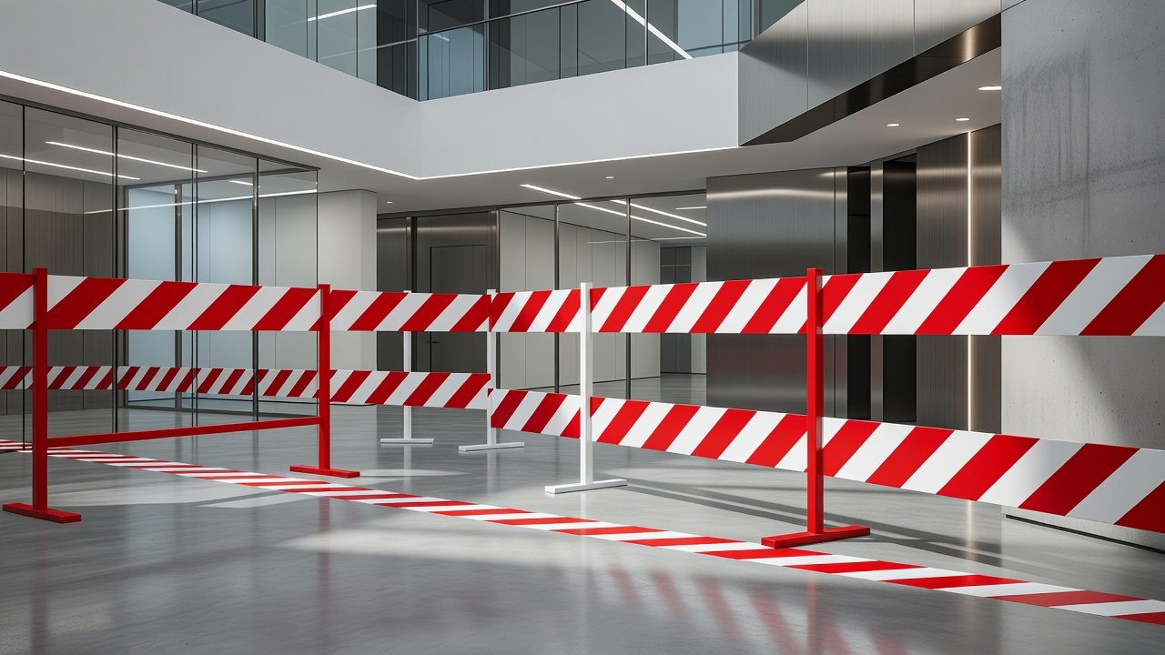 Franjas rojo blanco para prohibición e incendios: Imagen principal