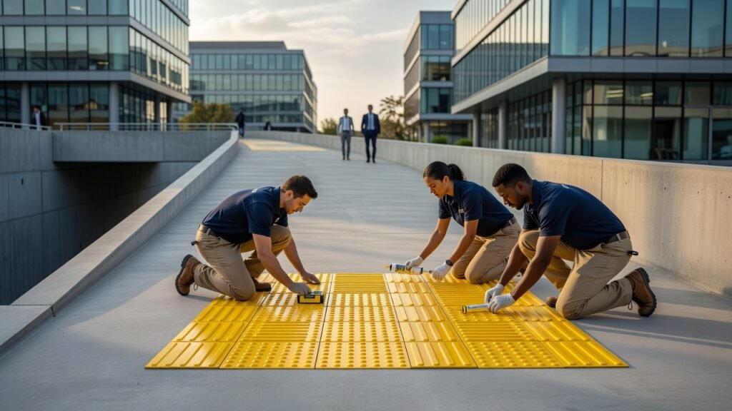 Instalación de pavimentos táctiles en rampas