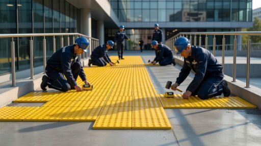 Instalación de pavimentos táctiles en rampas