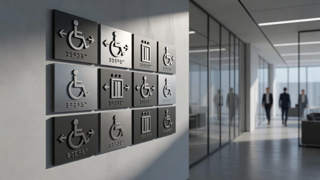Señalización accesible: ejemplos en altorrelieve 1 Señalización accesible: ejemplos en altorrelieve