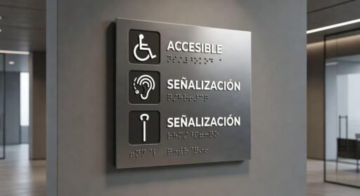 Señalización accesible: iconos, texto y braille