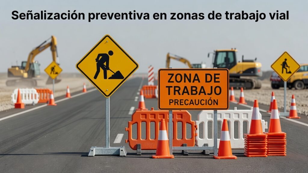 Señalización preventiva en zonas de trabajo vial
