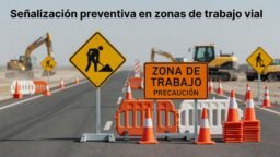 Señalización preventiva en zonas de trabajo vial