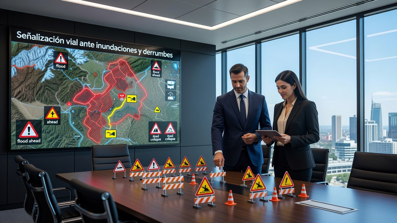 Señalización vial ante inundaciones y derrumbes: Imagen principal