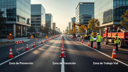 Zonas de prevención transición y trabajo vial