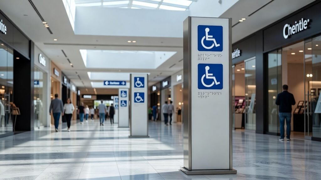 Señalización accesible en centros comerciales