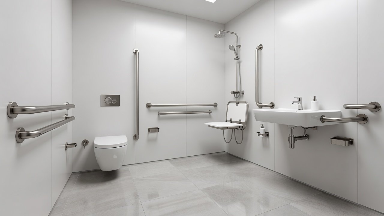 Ubicación de accesorios en baños accesibles normativa: Imagen principal