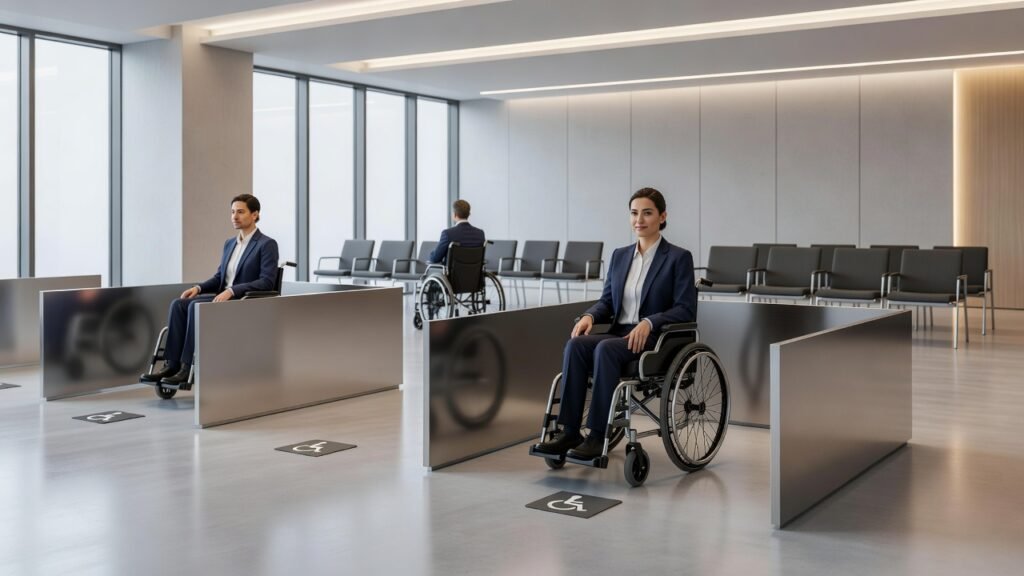 Espacios para silla de ruedas en zonas de espera