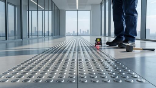 Instalación del patrón de alerta en piso podotáctil