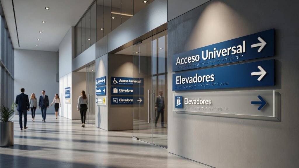Señalización accesible en edificios corporativos