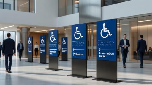 Señalización accesible en espacios interiores públicos