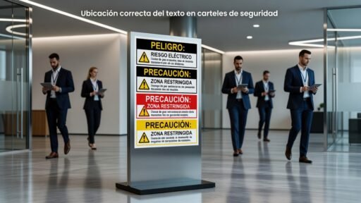Ubicación correcta del texto en carteles de seguridad