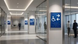 Ubicación de señalización accesible en interiores