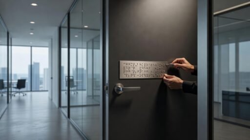 Ubicación de señalización braille en puertas