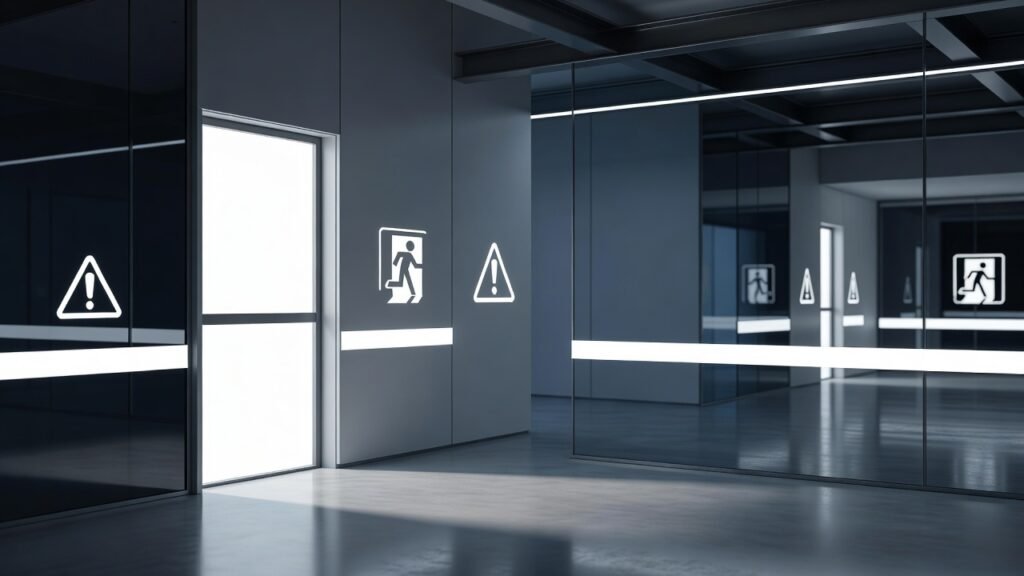 Color blanco como contraste en señales de seguridad
