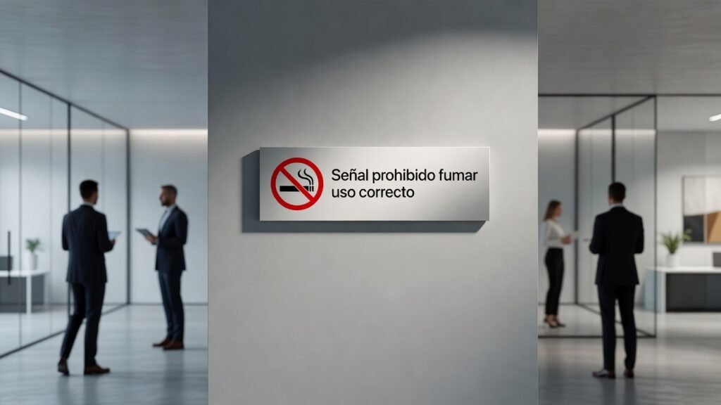 Señal prohibido fumar uso correcto