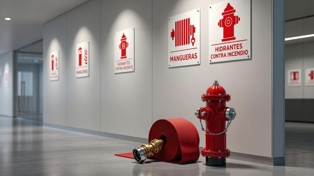 Señales de mangueras e hidrantes contra incendio