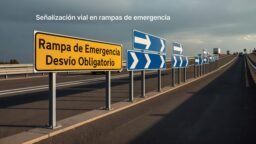 Señalización vial en rampas de emergencia