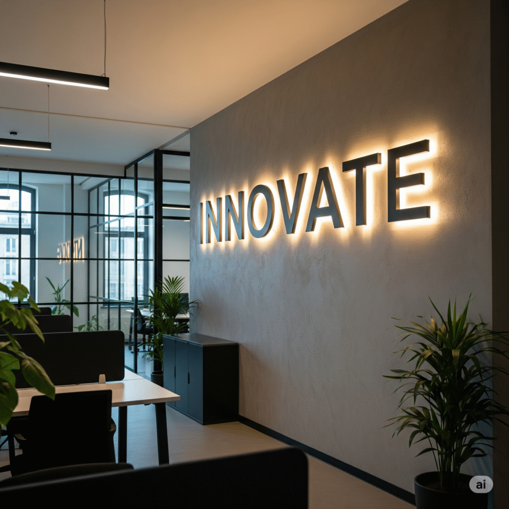 Crea un Halo de Elegancia para tu Negocio 1 letras corporeas retroiluminadas ccimasenalizaciones peru