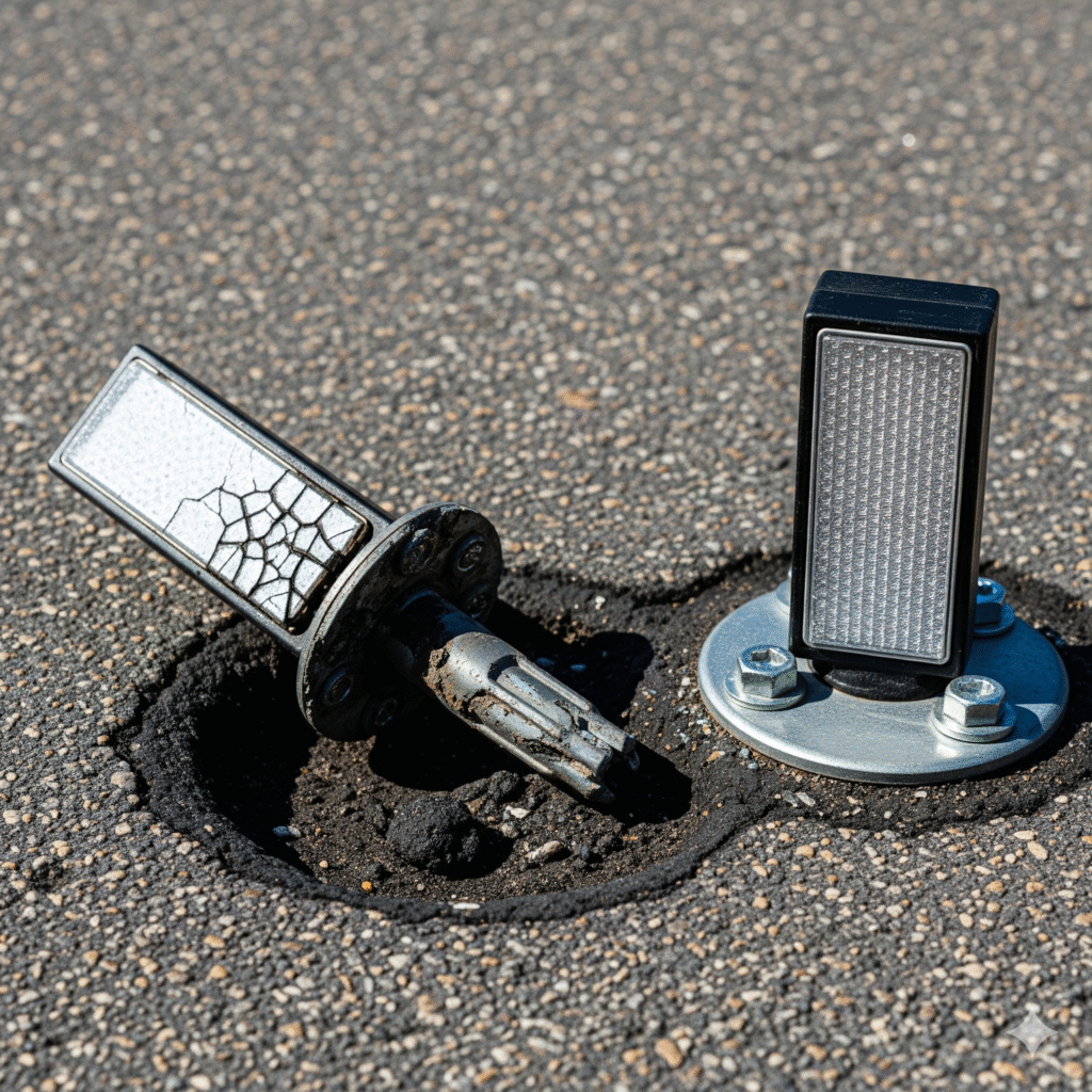 La Decisión Clave: ¿Tornillos o Pegamento para tus Tachones Viales? 5 instalacion de tachones viales proyectos ccimasenalizaciones peru