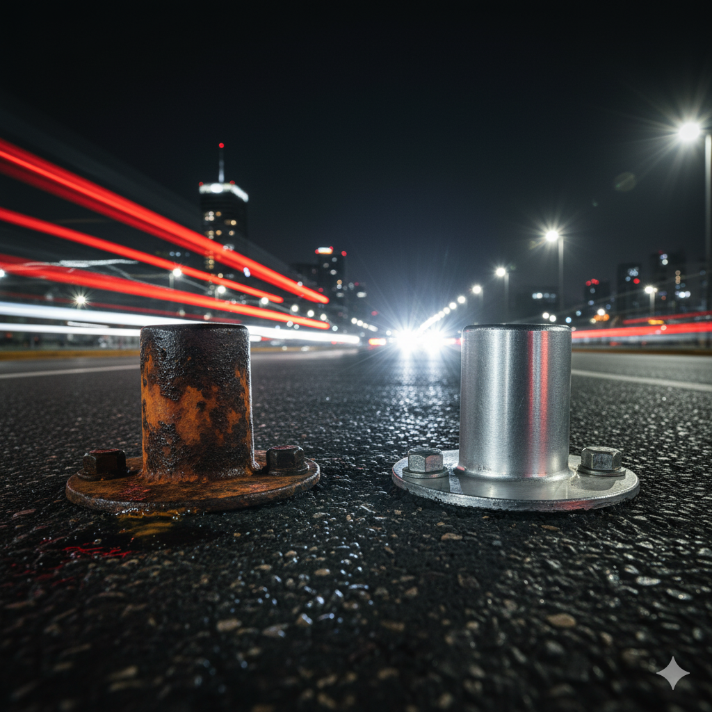 ¿Ahorro o Durabilidad? El Análisis Definitivo de Costo Total (TCO) para Elegir tu Tachón Vial 1 tachones aluminio vs fierro comparativa ccimasenalizaciones peru