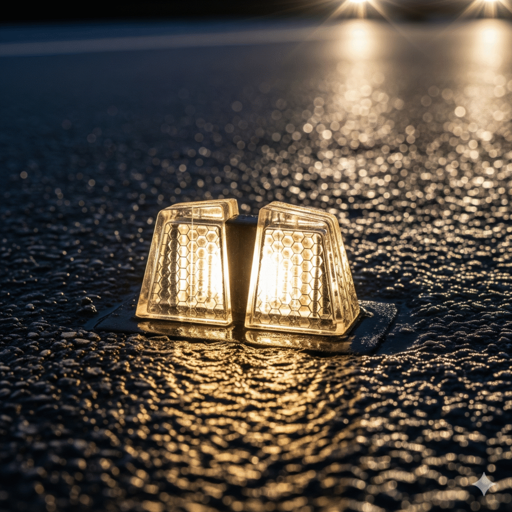 ¿Ves la carretera de noche? Descubre cómo los tachones bidireccionales te protegen. 12 tachones bidireccionales guia vial ccimasenalizaciones peru