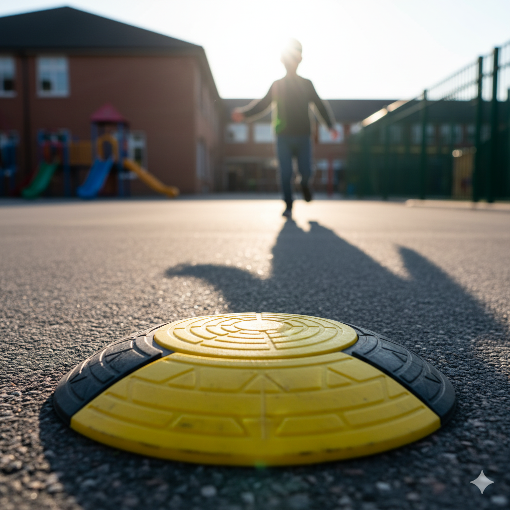 No Es Un Lujo, Es Una Obligación: Asegure la Zona Escolar con el Tope de Velocidad Correcto 1 tachones en colegios seguridad estudiantes ccimasenalizaciones peru