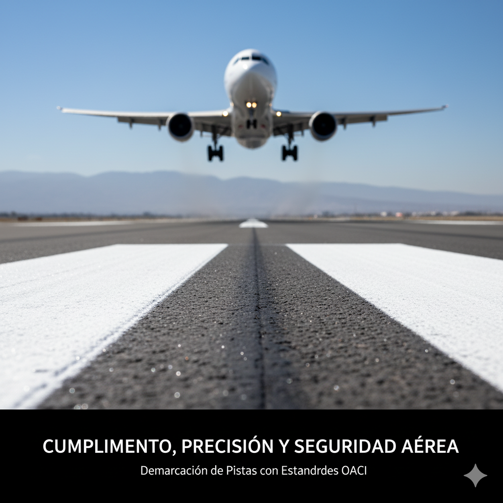 El Único Estándar Aéreo: Por Qué la Demarcación Base Solvente es No Negociable en Pistas ICAO. 1 pintura base solvente aeropuertos icao ccimasenalizaciones peru