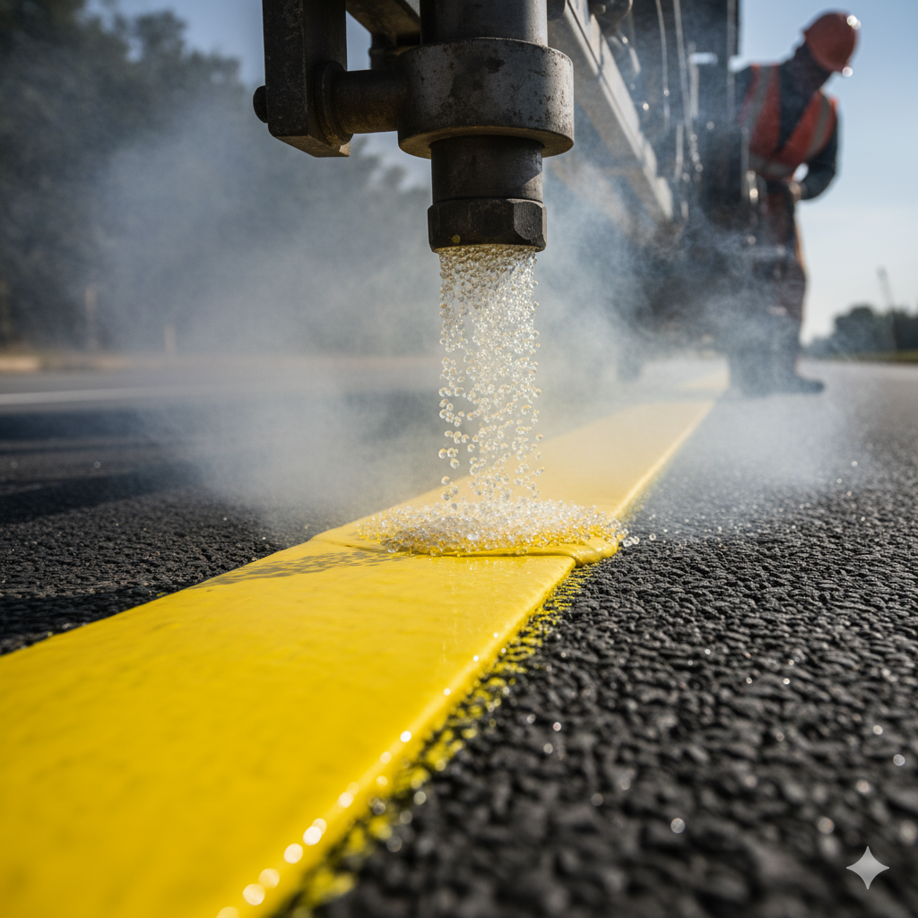 Sintevial Amarillo: La Fórmula Líder que Garantiza la Durabilidad en Vías Costeras y Rurales de Perú 2 Línea de pintura Sintevial amarillo recién aplicada en una carretera costera cerca de Lima, destacando su alta visibilidad.
