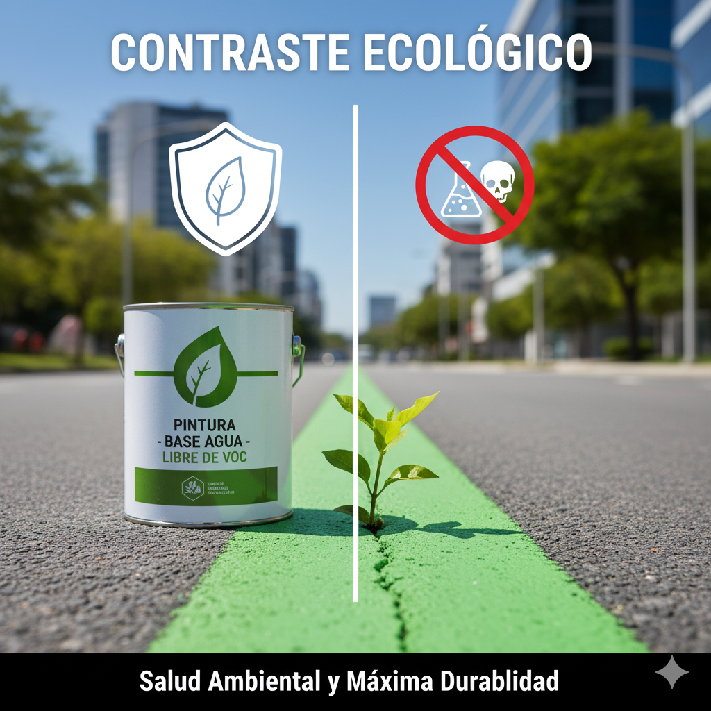 Señalización sin Humos Tóxicos: Por Qué la Pintura Base Agua Ecológica es el Estándar de Construcción en Ciudades (Lima/Arequipa). 1 pintura vial ecologica base agua ccimasenalizaciones peru