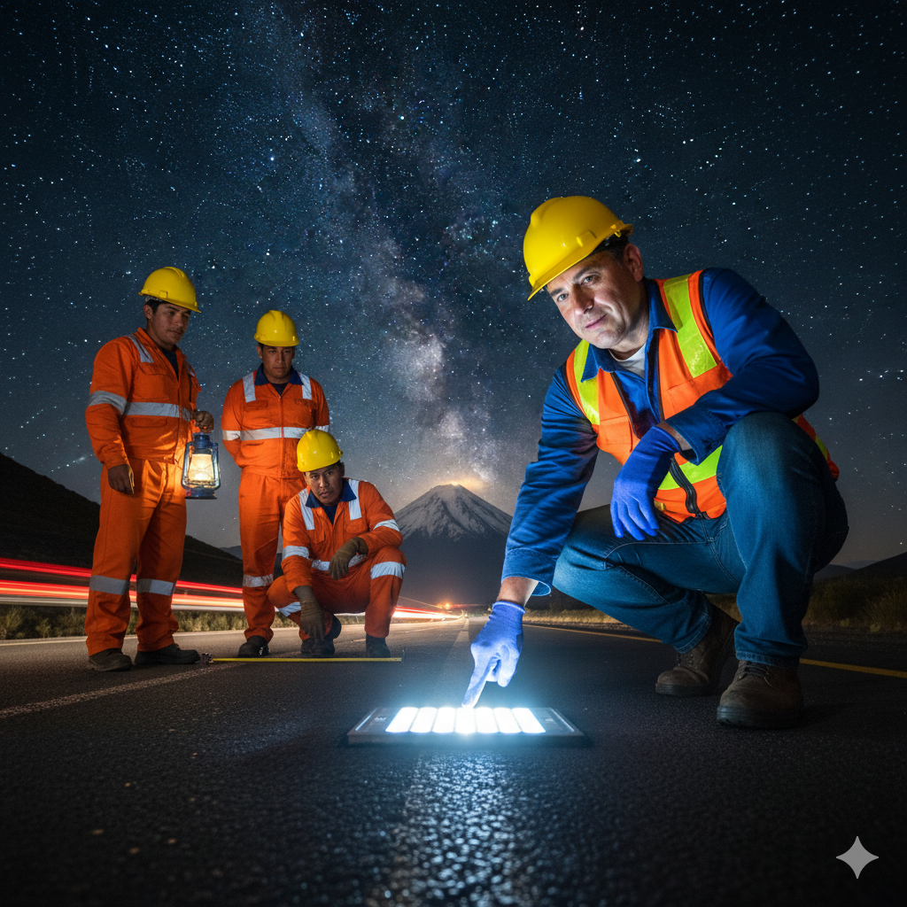 La Solución 2-en-1: Por Qué Necesitas Tachas Bidireccionales, y No Dos Simples, en Tus Vías de Peaje. 1 tacha reflectiva bidireccional peajes ccimasenalizaciones peru