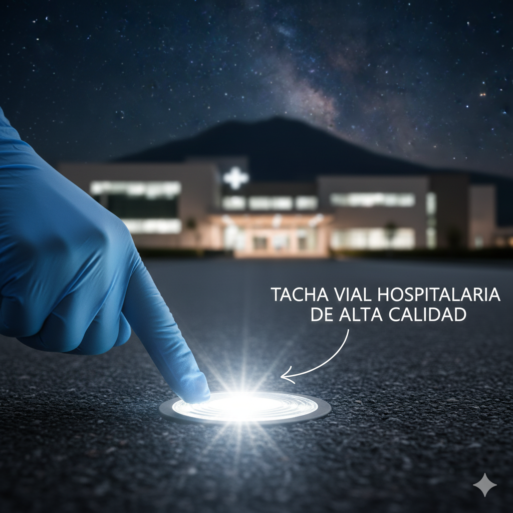 La Tacha que Salva Vidas: Por Qué la Señalización Vial en Hospitales No Admite Errores. 1 tacha vial hospitales acceso emergencia ccimasenalizaciones peru