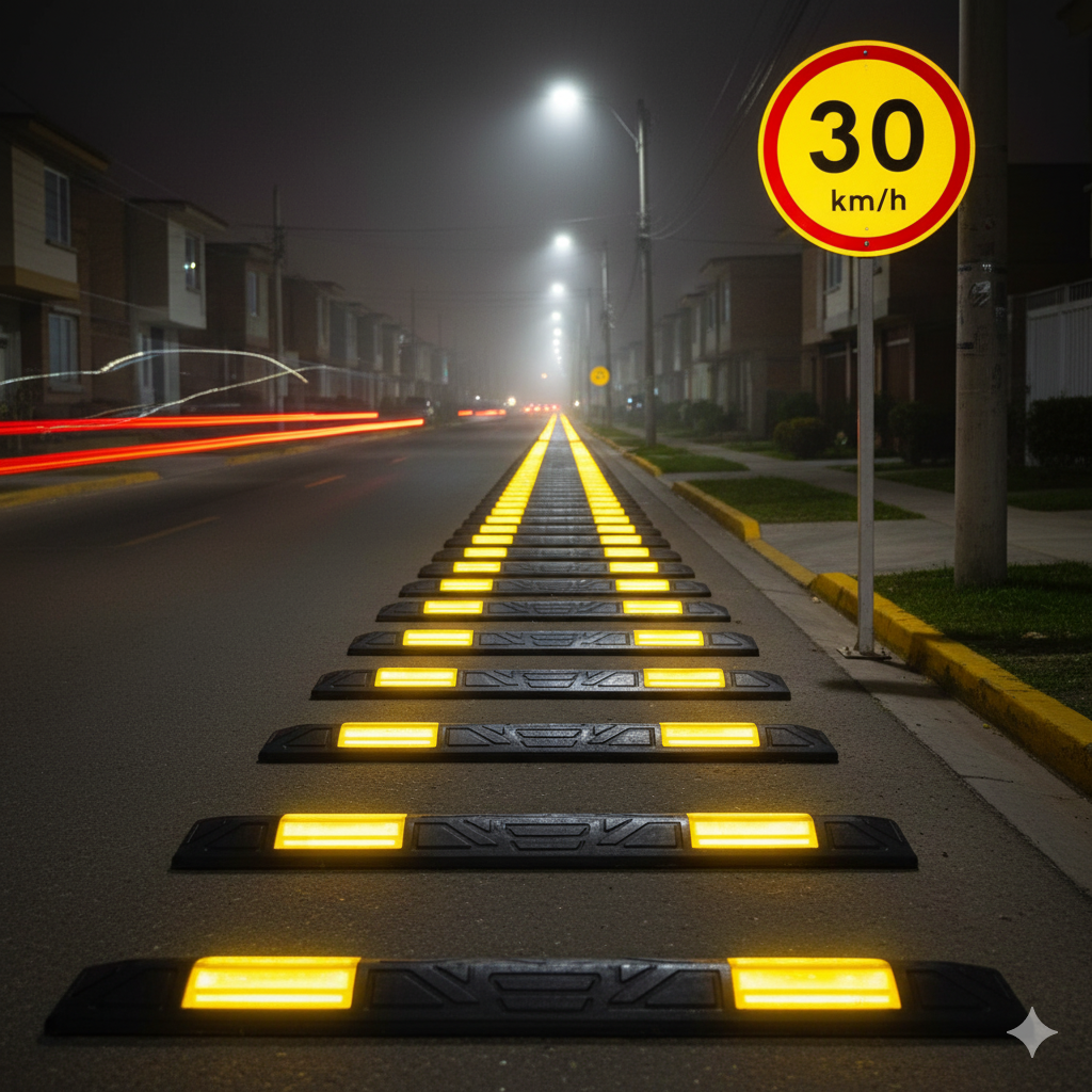 ¿Velocidad Ilimitada? Cómo los Tachones Viales Te Ayudan a Proteger Vidas de Forma Garantizada. 14 tachones reductores de velocidad prevencion ccimasenalizaciones peru